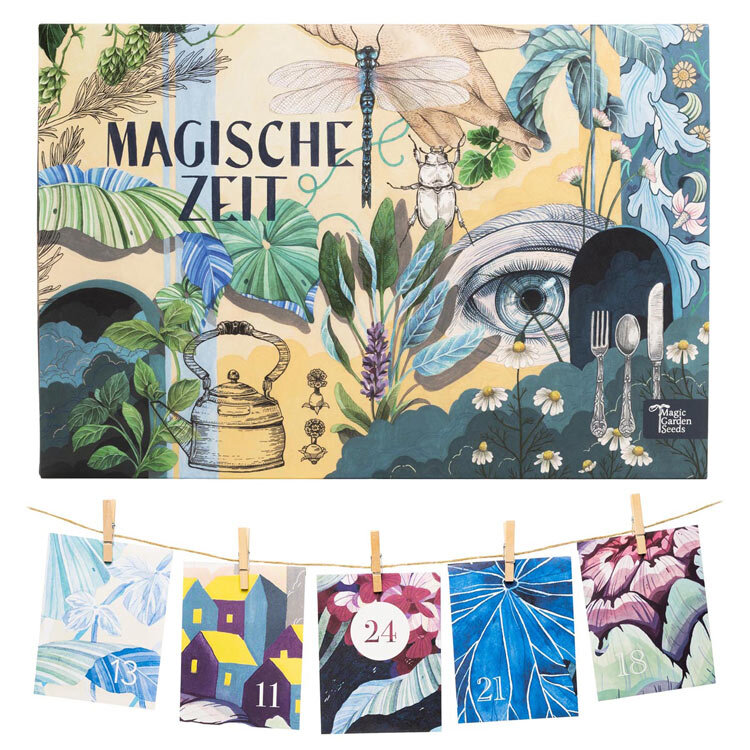 Organic seed advent calendar “Magical Time” Wondrous World of Herbs with door cards on a string