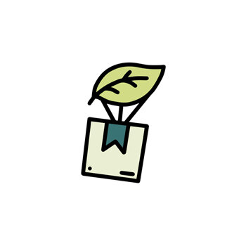 Parcel hanging from a leaf as a symbol for transparent supply chains