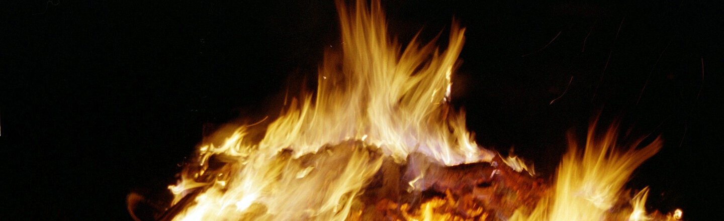 Blazing fire at night to mark the winter solstice