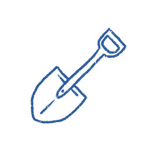 Spade as a symbol for heavy, poor or compacted soil