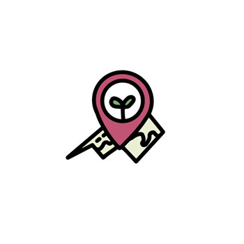 Location pin with a seedling on a map as a symbol for regional production in Regensburg
