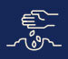 Symbol for direct sowing outdoors: hand scattering seeds into a drill
