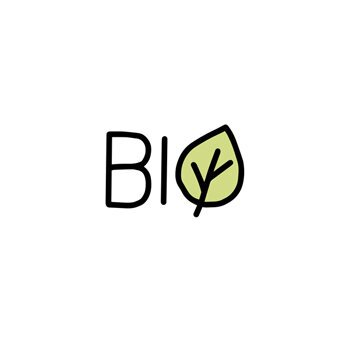 Bio lettering with a leaf as a symbol for certified organic seeds