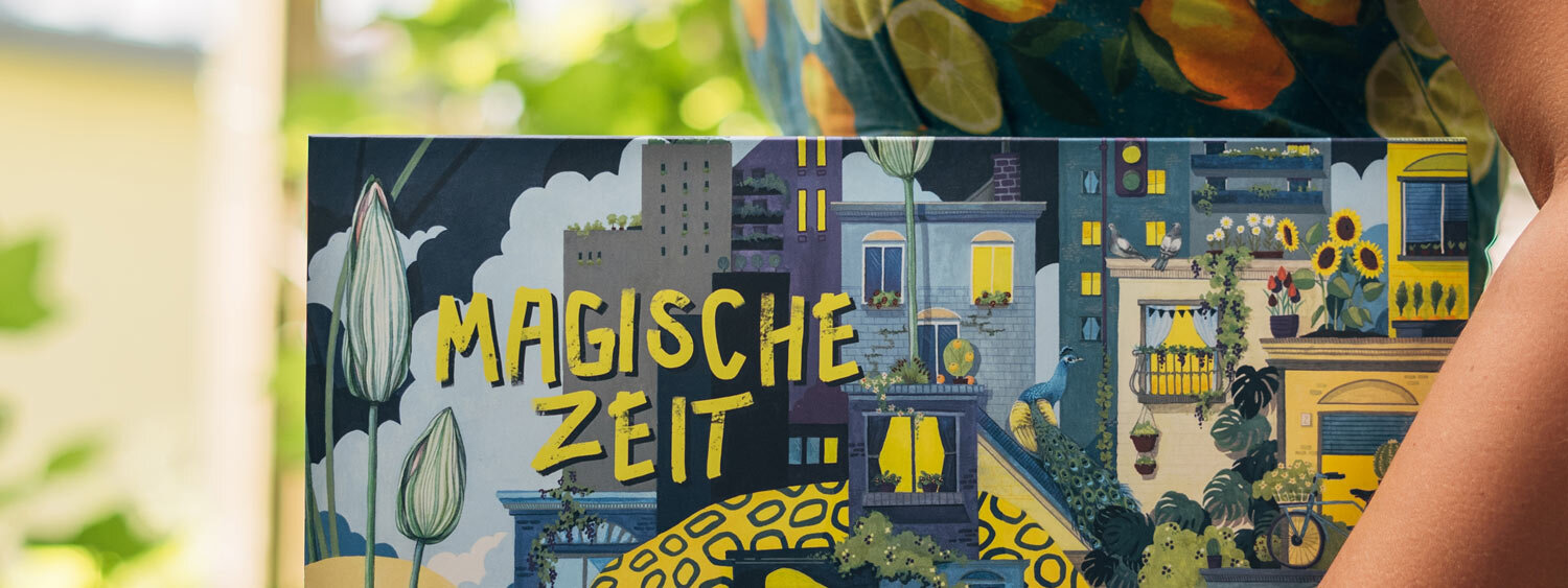 Box of the organic seed advent calendar “Magical Time” Your Garden in the City with an illustrated house front