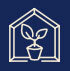 Symbol for sowing indoors: potted seedling under a house roof