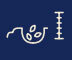 Symbol for sowing depth: seeds in a hollow next to a measuring scale